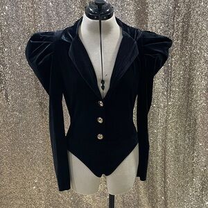 Elegant Black Velvet Women's Bodysuit